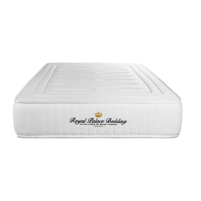 Ensemble - Matelas Ressorts ensachés et mémoire de forme 22cm d'épaisseur - 3 zones de confort - Confort ferme - Sommier tapissier monobloc - 1 place