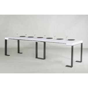 Console extensible 90x40/300 cm Sintesi Frêne Blanc cadre Anthracite