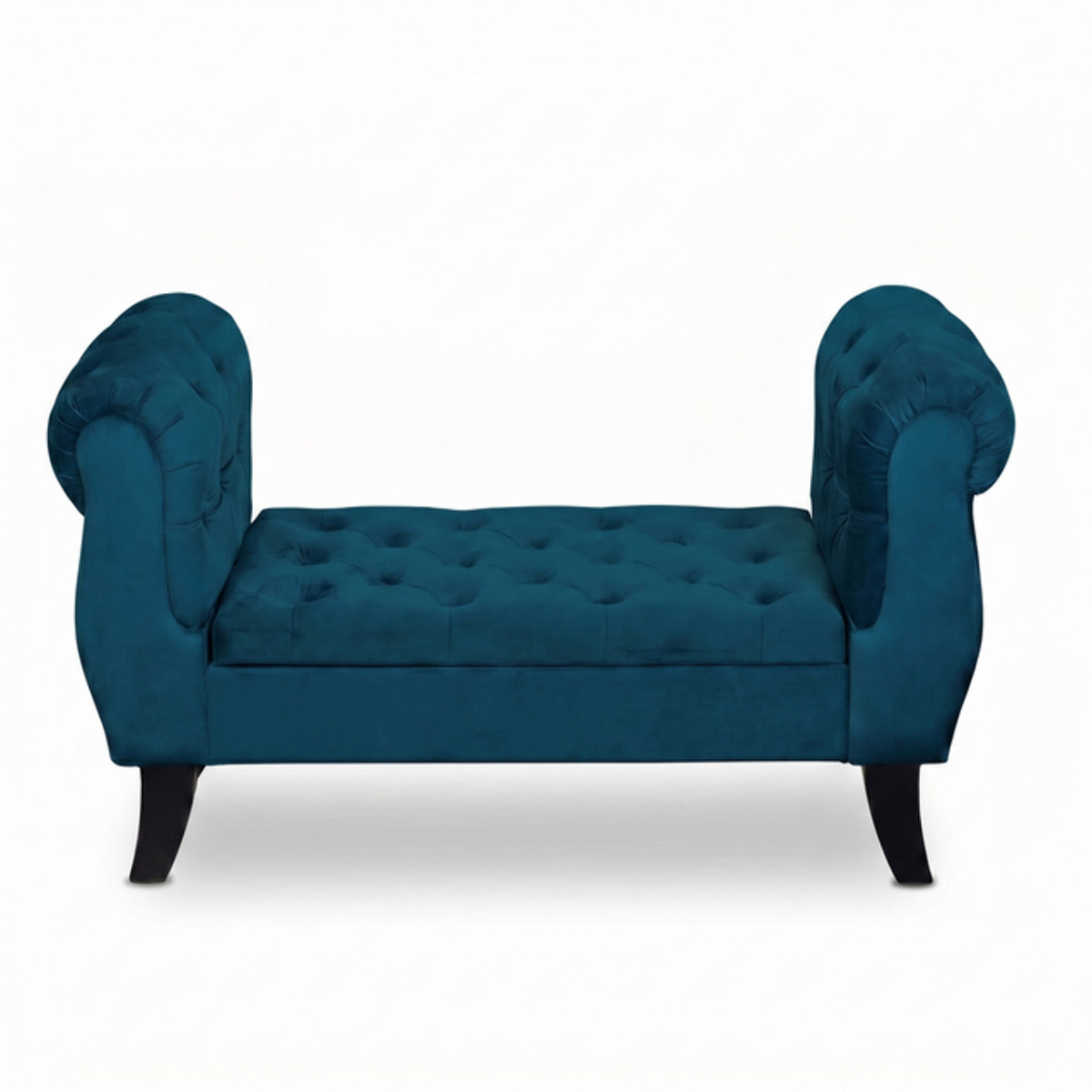 Divanetto Contenitore Imbottito in Effetto Velluto con Vano Contenitore Integrato, Seduta Elegante dallo Stile Classico per Camera da Letto, Ingresso e Soggiorno