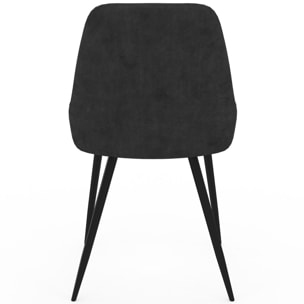 Chaises Olivia velours noir pieds métal noirs - lot de 6