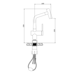 Timeless mitigeur d'évier à levier en acier inoxydable avec douchette extractible, monotrou, cuivre brossé (TMLKF185BCP)