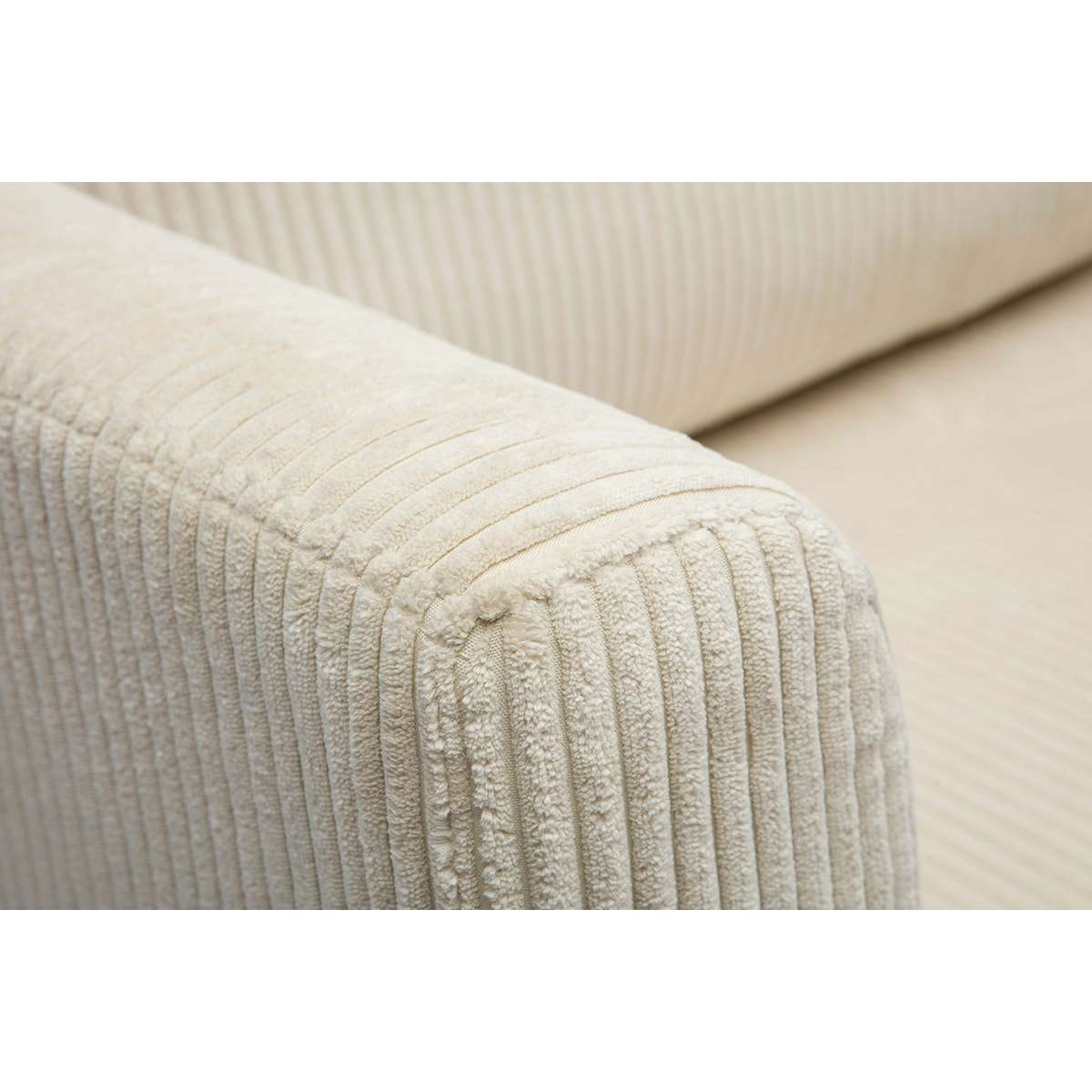 Canapé convertible 2 places en tissu velours côtelé beige LEON
