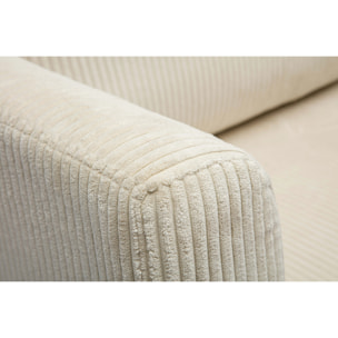Canapé convertible 2 places en tissu velours côtelé beige LEON
