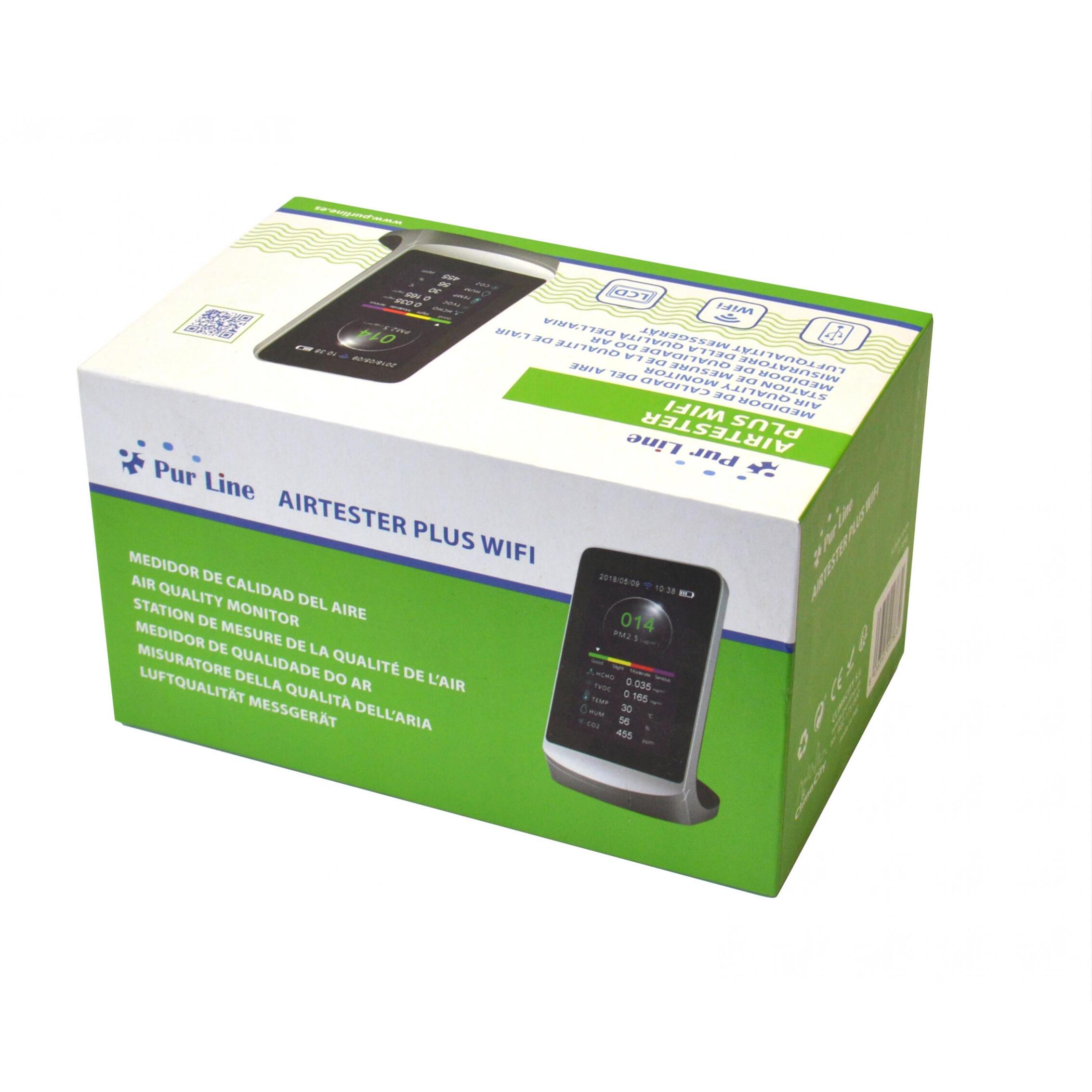 Medidor de la calidad del aire con sensor PM2.5 y PM1.0 WIFI y 8 funciones AIRTESTER PLUS WIFI PURLINE