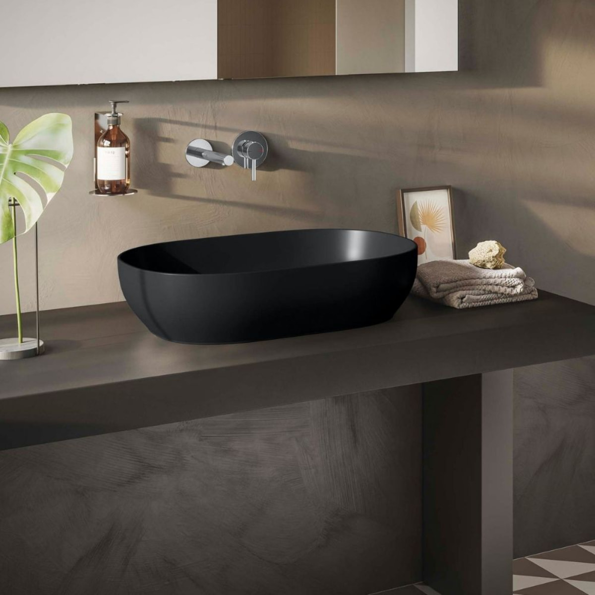 Lavabo double vasque à poser VITRA Outline, asymétrique - noir mat Haut de gamme