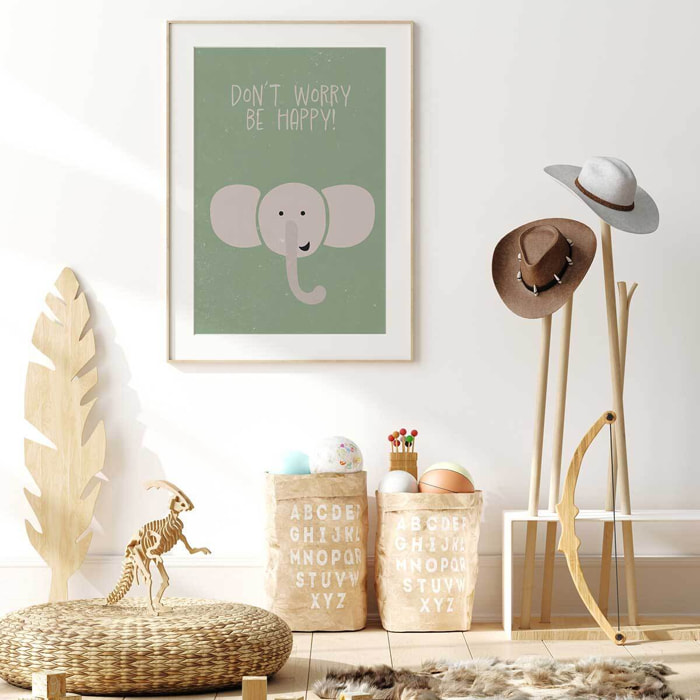 Affiche enfant elephant Affiche sous cadre bois