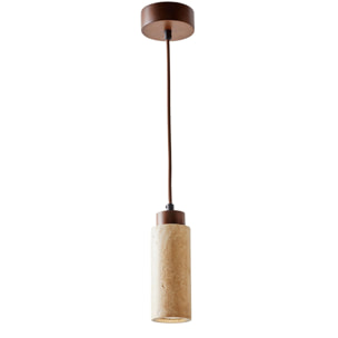 Suspension en travertin et bois effet noyer TIVOLI