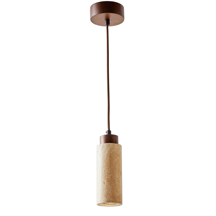 Suspension en travertin et bois effet noyer TIVOLI