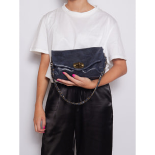 Borsa a tracolla da donna Made in Italy - Modello Floralia Lux - Pelle scamosciata - 25.0 x 15.0 x 11.0 cm