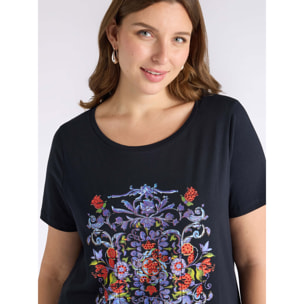 Fiorella Rubino - T-shirt con stampa maiolica - Blu