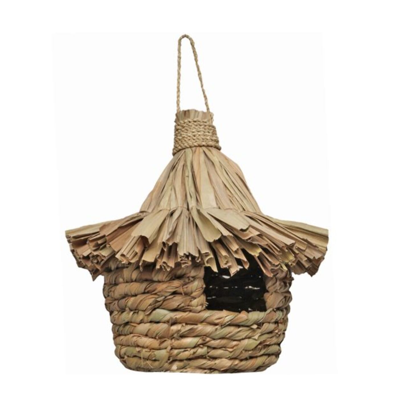 Grand nichoir pour oiseaux D. 43 cm en feuilles de pandan - NID