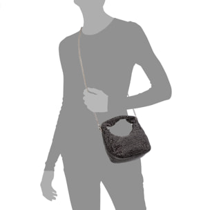 Baganza bolso de mano de fiesta con pedrería de circonitas grado 5A, diseño diamante efecto brillante.