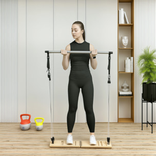 Kit de Barra de Pilates Kit de Pilates con 6 Bandas Elásticas Tabla Inclinada Ajustable para Entrenamiento de Cuerpo Completo en Casa Gris