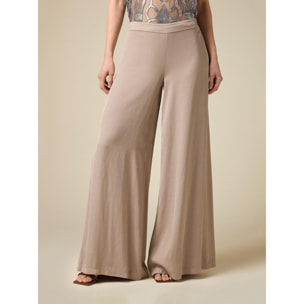 Oltre - Pantalones wide leg de tejido vaporoso - Gris