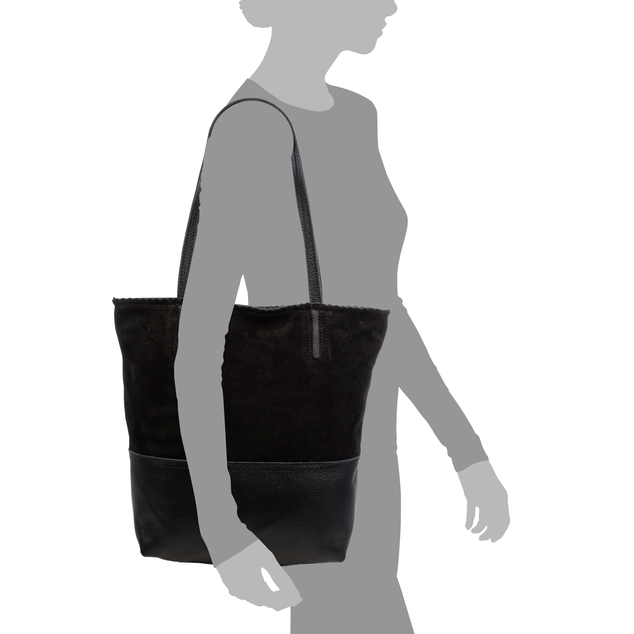 Bellino Bolso Tote Mujer. Piel auténtica Gamuza y Dollaro.