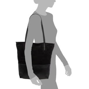 Bellino Bolso Tote Mujer. Piel auténtica Gamuza y Dollaro.