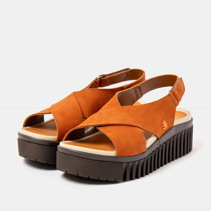 Sandalia de cuña 1574 NOBUCK D.ORANGE-BROWN/BRIGHTON color Dark orange-brown