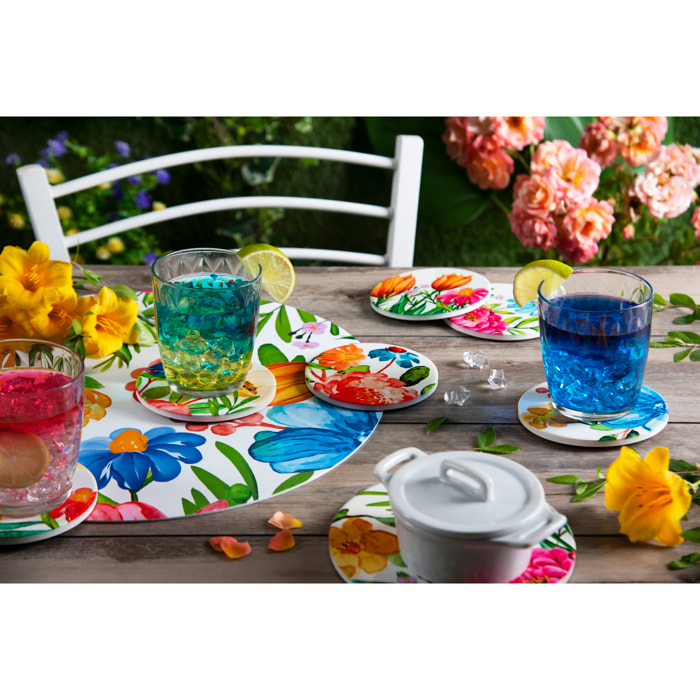 Set 6 tovagliette tonde Excelsa – Blooming, Polipropilene Multicolore