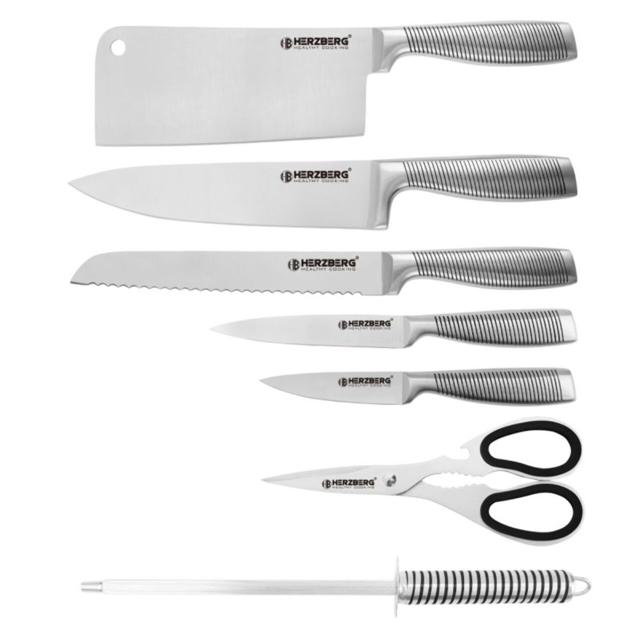 Set de couteaux 8 Pièces Noir Herzberg HGSKN8-BLK