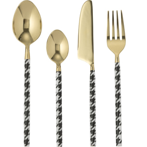 J-Line couvert Pied-Poule - acier - or - boîte de 4