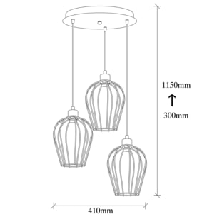 Suspension filaire noire 3 lampes TOLEDO