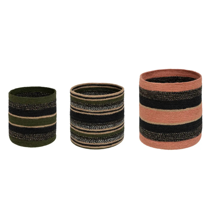 Set de 4 paniers jute D21 24 27cm multicolore