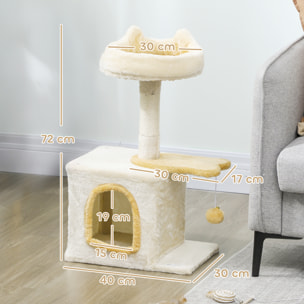 Arbre à chat perchoir plateforme niche beige
