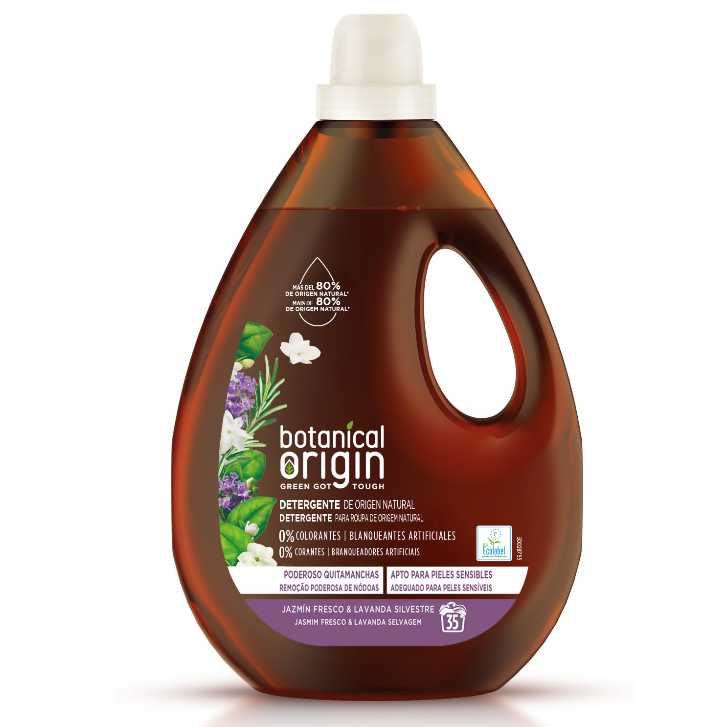 Botanical Origin Detergente para la ropa Ecológico fragancia Jazmín Fresco y Lavanda Silvestre 70 lavados (2x35 dosis)