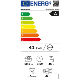 Lave linge hublot WHIRLPOOL FFDB10489BVFR - 10 kg - 1400 tr/min - Classe A - Moteur induction