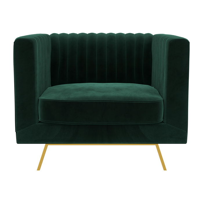 Fauteuil Gatsby en velours vert foncé