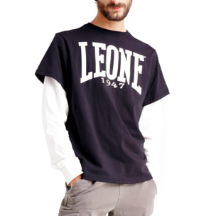 T-shirt bicolore uomo in jersey stretch con manica lunga Basic Big Logo