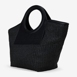 Bolso de mano negro con asas redondas