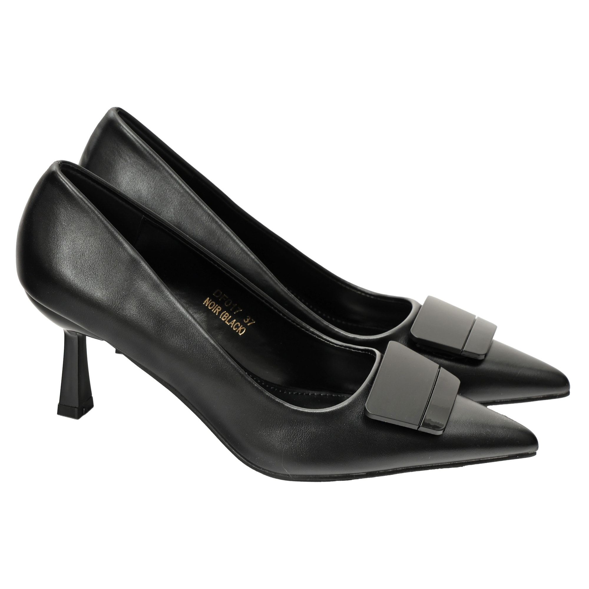 Decolletè in simil pelle con applicazione