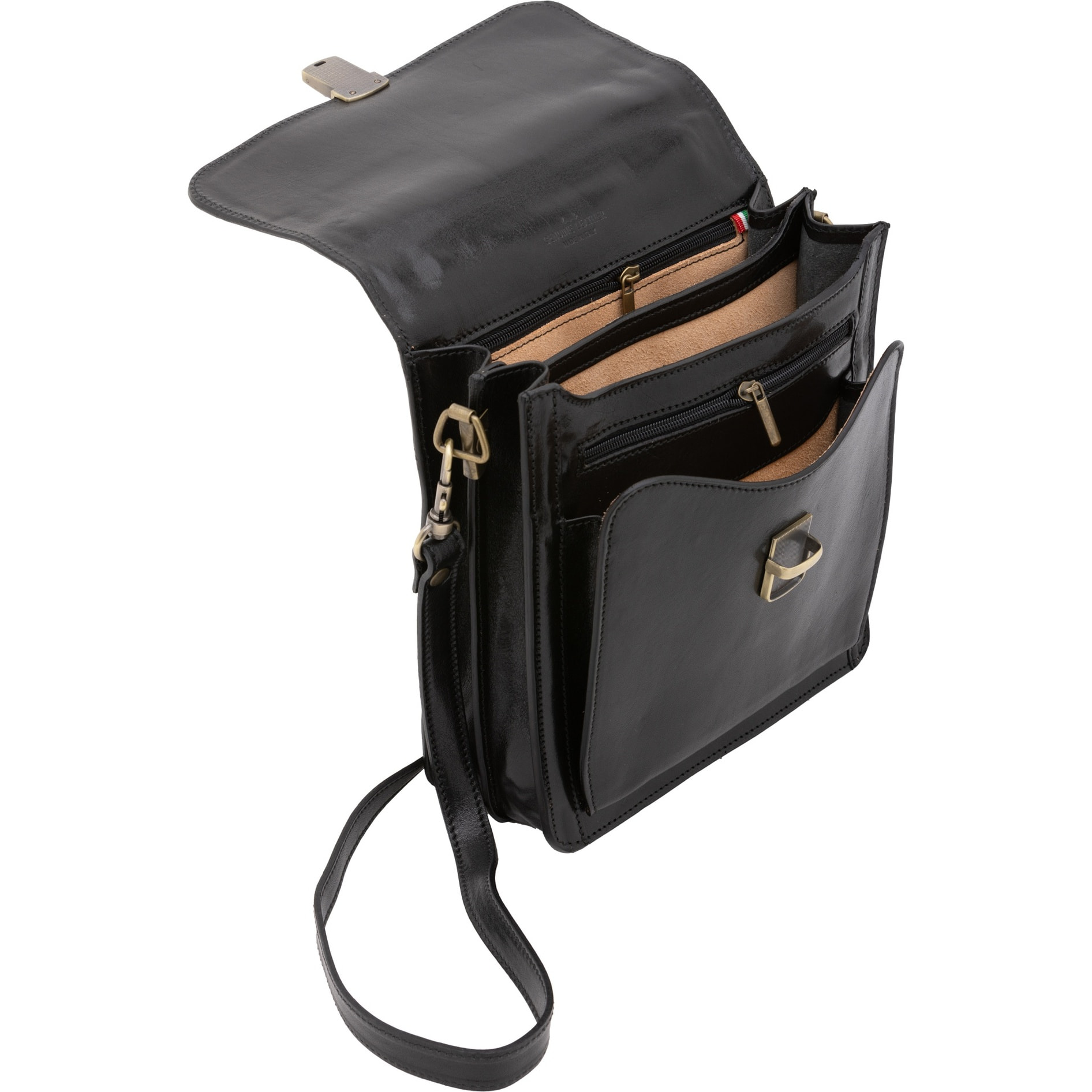 Borsa a tracolla uomo in vera pelle - Modello False - Made in Italy - 26.0 x 23.5 x 9.0 cm