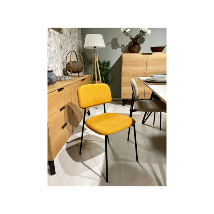 Chaise de repas en tissu doux avec 4 pieds en métal noir - MIRA