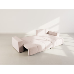 Nicole - Canapé d'angle réversible 5 places convertible avec coffre en tissu - Taupe