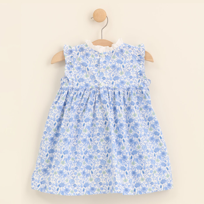 Vestido - Punto Smock - 100% algodón - azul