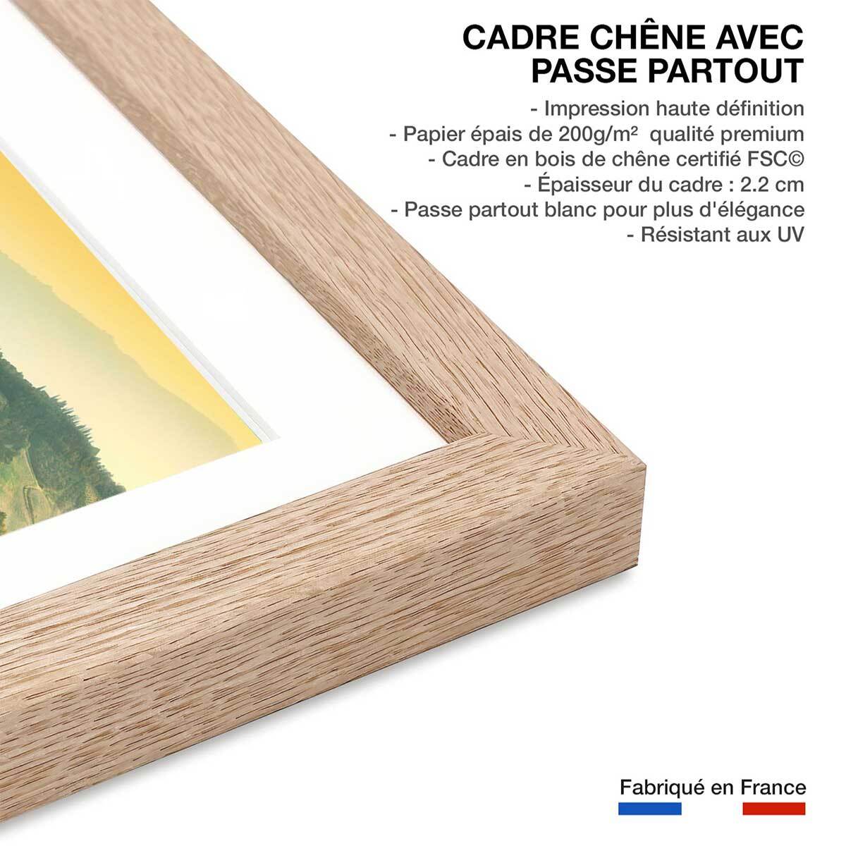 Affiche Paysage de Toscane Affiche + cadre en bois - Chêne