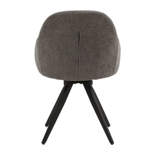 Set di 2 sedie girevoli COVENT in tessuto grigio e gambe in metallo nero, con braccioli