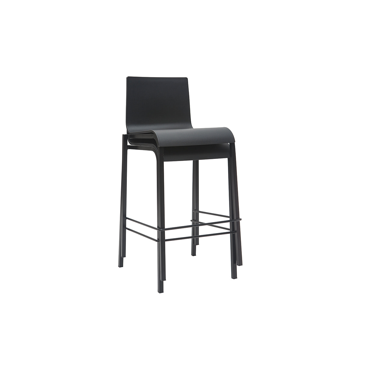 Tabourets de bar design empilables noirs H65 cm (lot de 2) KUPA