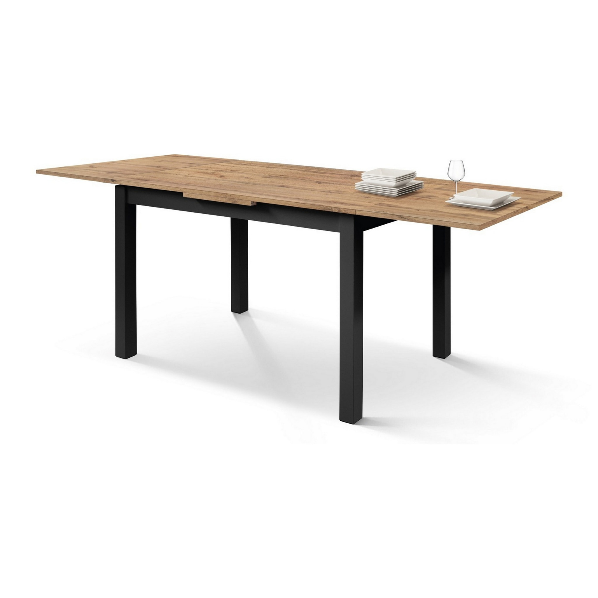 Tavolo POSITANO in legno effetto rovere e gambe antracite, allungabile 110x70 cm – 190x70 cm