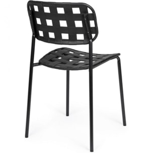 Set di 4 sedie CLOVER in polipropilene nero e struttura acciaio, impilabile