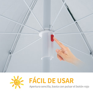 Sombrilla de Playa con Panel Lateral Ø220x220 cm Parasol para Terraza con Apertura Manual 8 Varillas de Acero y Bolsa de Transporte para Jardín Piscina Verde