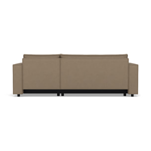 Jonas - canapé d'angle réversible 4 places convertible avec coffre en tissu texturé - Taupe