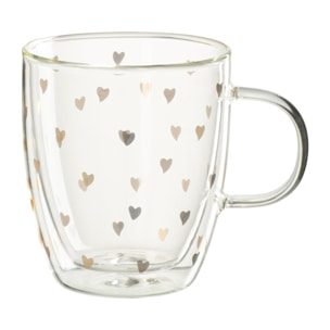 J-Line tasse Coeur - verre - transparent/or