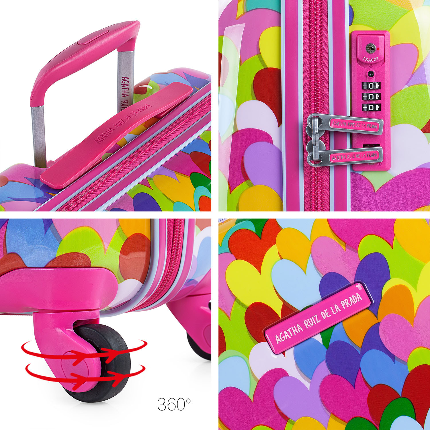 Juego De Maletas Pc Agatha Ruiz De La Prada Corazones Fucsiaes Fucsia