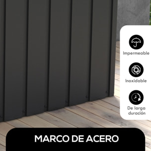 Arcón Exterior Capacidad 450L, Baúl Almacenaje Exterior de Acero con 4 Ruedas, 2 Asas y Tapa Bloqueable, Resistente a la Intemperie, para Jardín, Terraza, Patio, 125,5x61,5x70 cm, Gris Oscuro