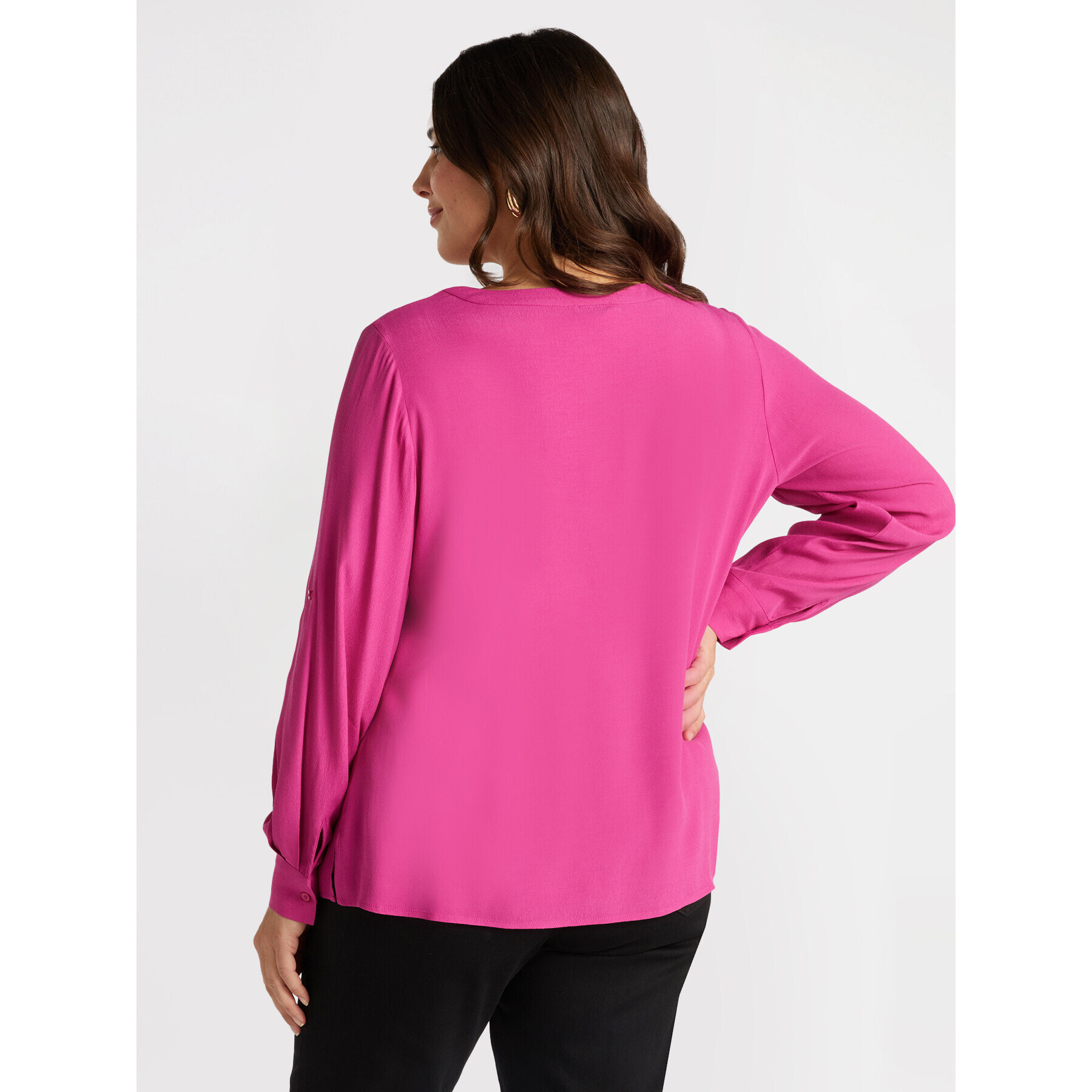 Fiorella Rubino - Blusa scollata a V con viscosa LENZING™ ECOVERO™ - Fucsia
