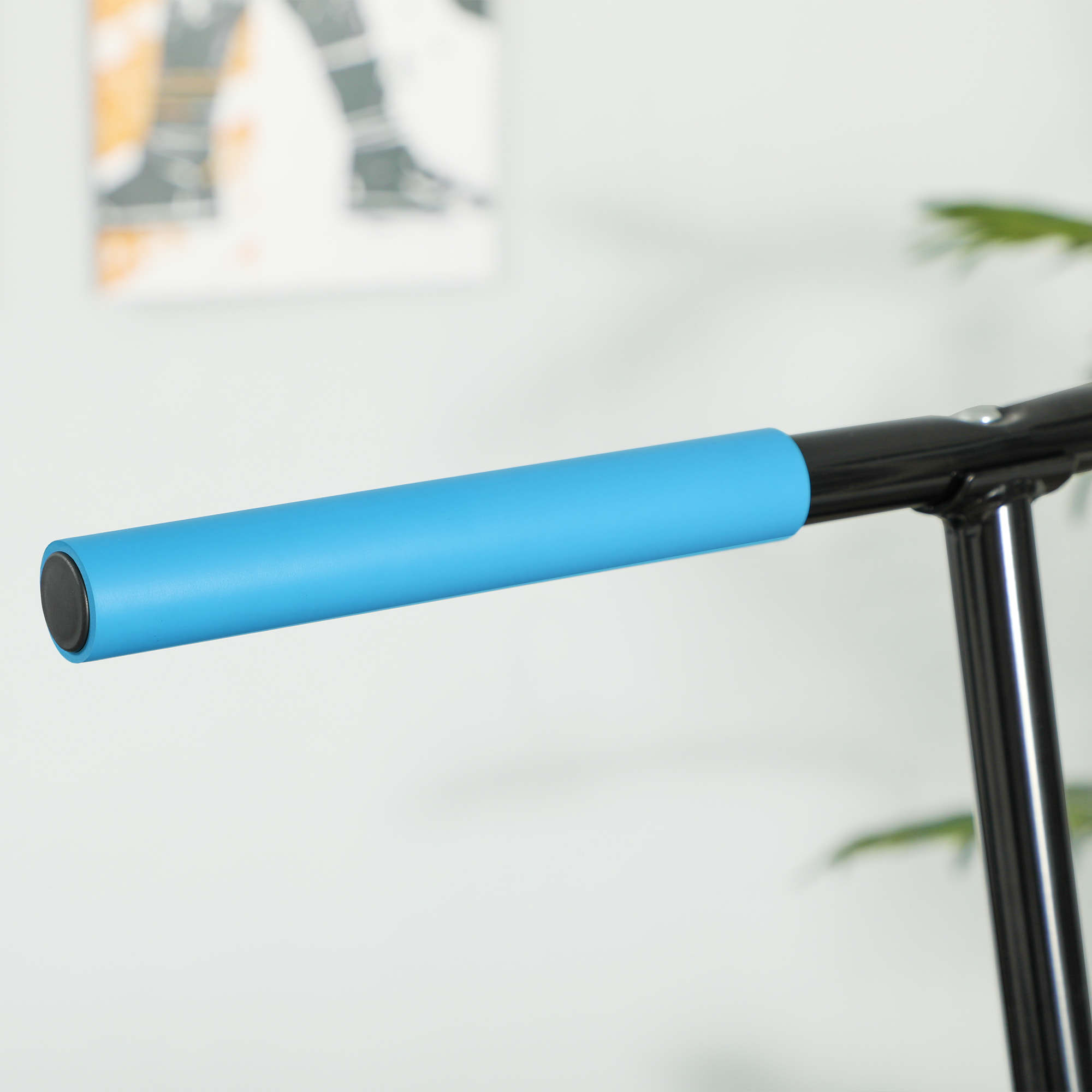 Trampolín de Fitness 114x114x132 cm Cama Elástica Fitness con Mango Ajustable de 3 Niveles Marco de Acero para Entrenamiento Piernas Cuerpo en Hogar Oficina Gimnasio Azul