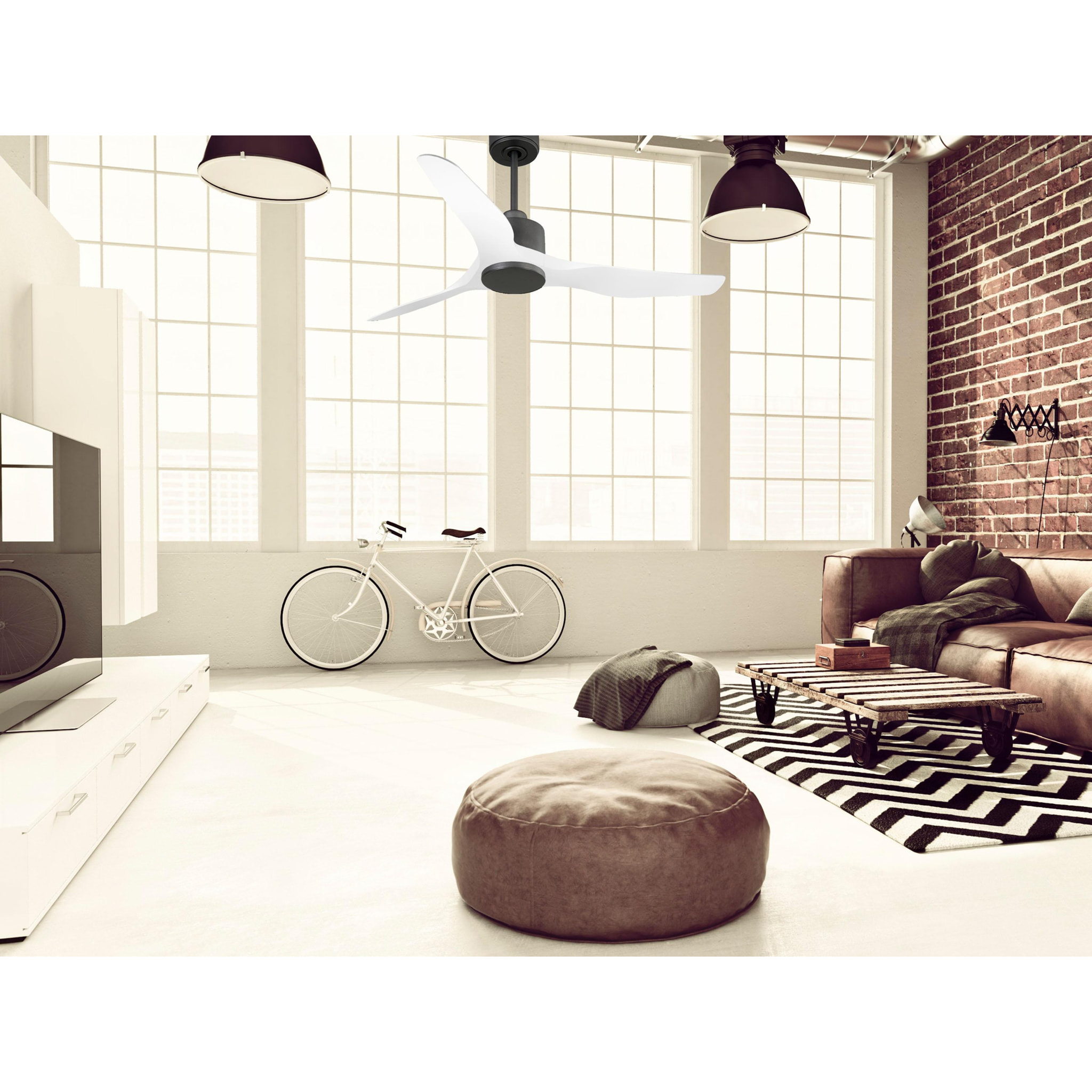 Ventilador de techo Reversible Termostato Wifi Motor DC Techos Inclinados Mando a Distancia Adaptador 2/3 Aspas Hypersilence Memoria ThassosD127C0365190 PURLINE